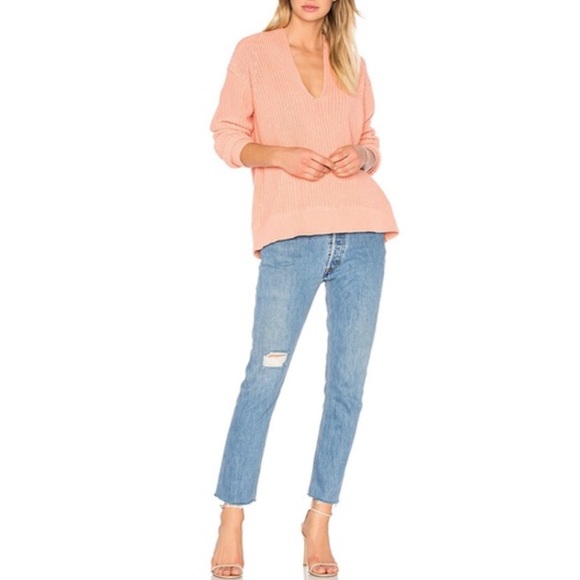T by Alexander Wang Sweaters - T by Alexander Wang Deep V Sweater in Salmon Pink, Medium